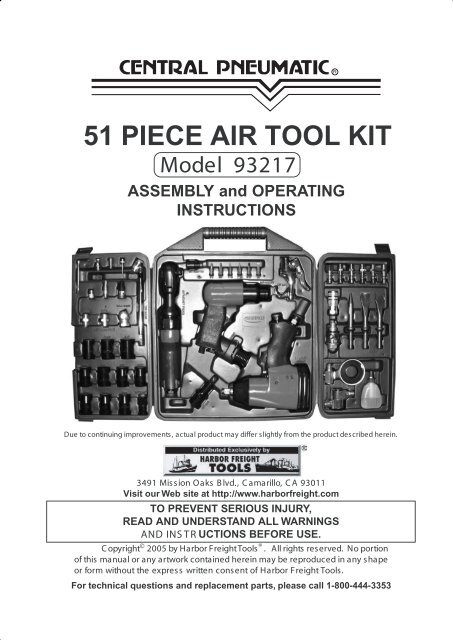 51 PIECE AIR TOOL KIT Harbor Freight Tools