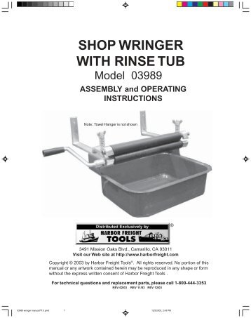 shop wringer with rinse tub - Harbor Freight Tools