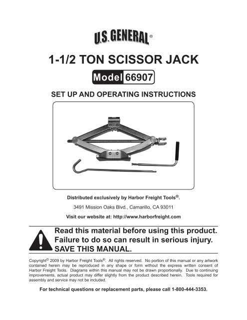 1-1/2 ton scissor Jack - Harbor Freight Tools