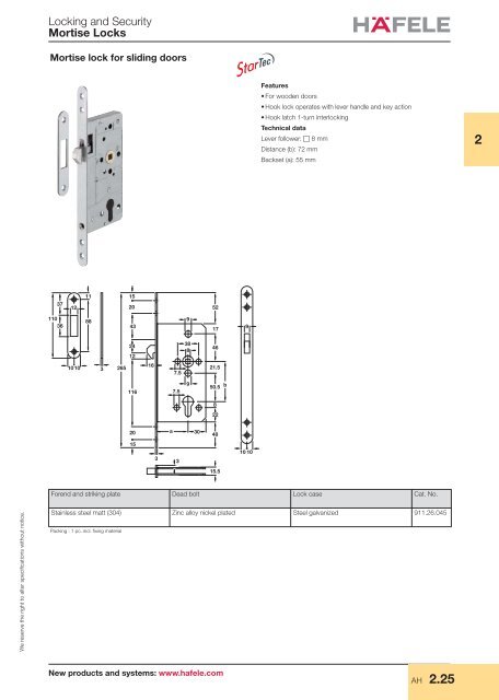 Mortise locks - Hafele