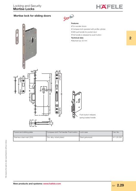 Mortise locks - Hafele