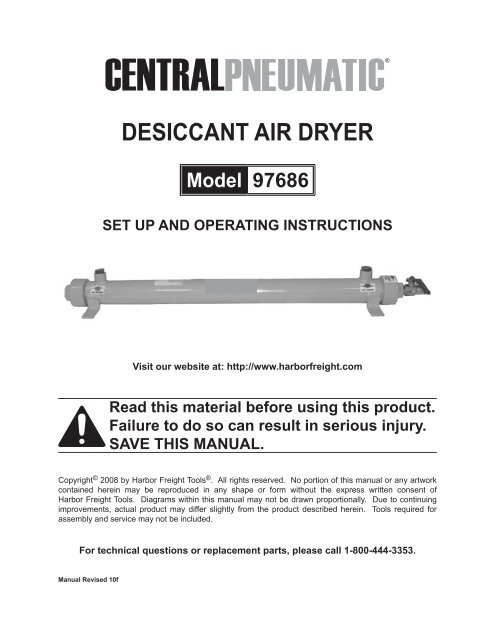 DESICCANT AIR DRYER - Harbor Freight Tools