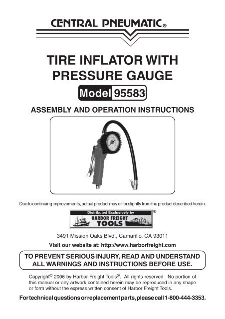tire inflator with pressure gauge Harbor Freight Tools