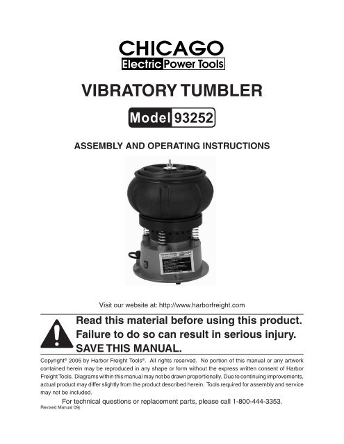 VIBRATORY TUMBLER - Harbor Freight Tools