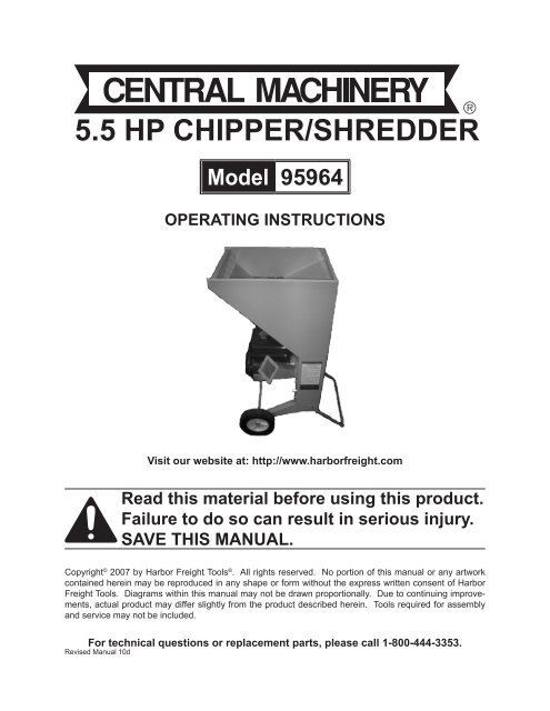 5.5 hp chipper/shredder - Harbor Freight Tools