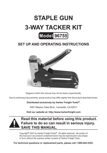 staple gun 3-way tacker kit - Harbor Freight Tools