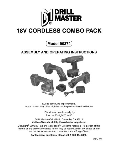 18v cordless combo pack - Harbor Freight Tools