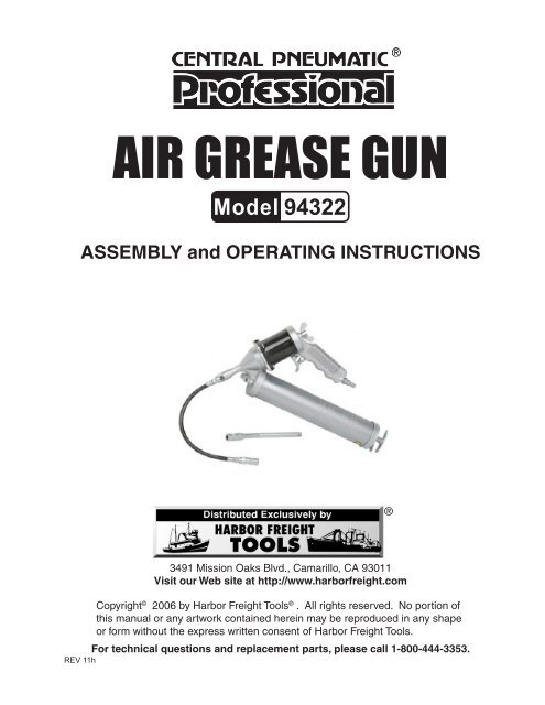 AIR GREASE GUN - Harbor Freight Tools