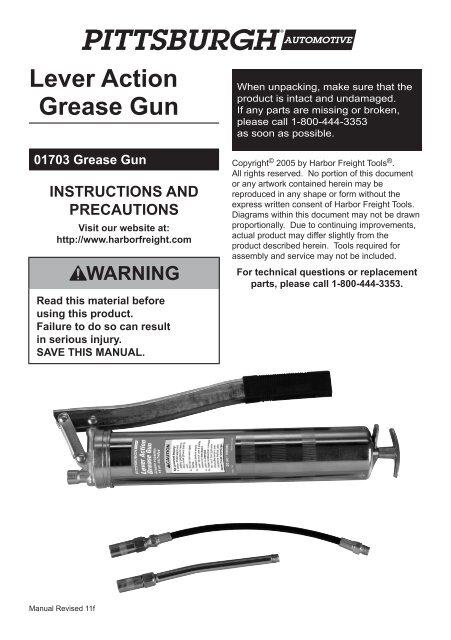 Lever Action Grease Gun - Harbor Freight Tools