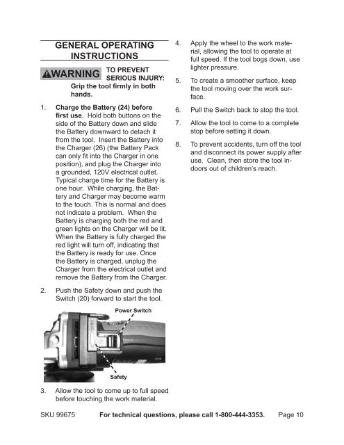 19.2 VOLT, 4-1/2â AngLe grinder - Harbor Freight Tools
