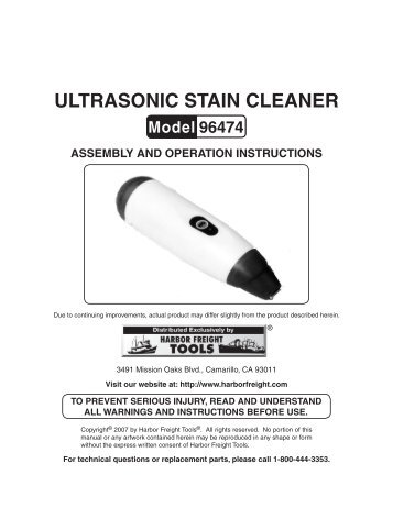 ultrasonic stain cleaner - Harbor Freight Tools