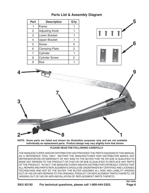 92192 Manual - Harbor Freight Tools