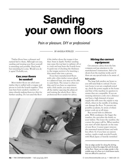 Sanding your own floors - Livos Australia