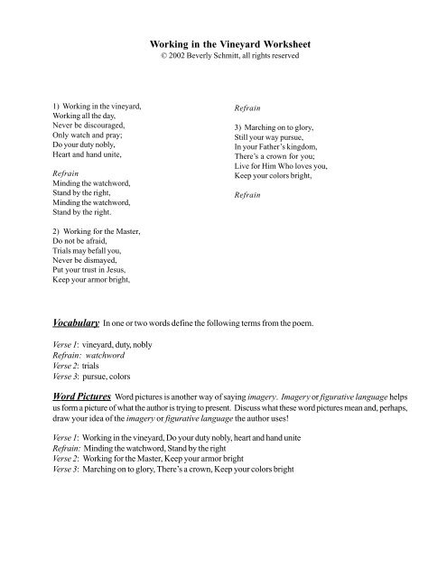Working In The Vineyard Worksheet Love To Learn Place Working In The Vineyard Worksheet Love To Learn Place