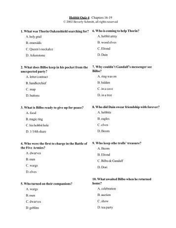 Hobbit Study Guide Beverly Schmitt