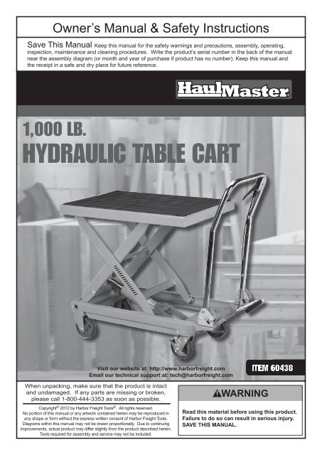 Parts List And Assembly Diagram Harbor Freight Tools
