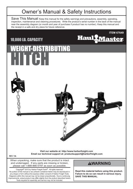 Weight Distribution Hitch Harbor Freight Tools