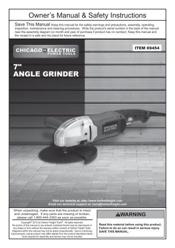 7" anglE grIndEr Owner's Manual & Safety Instructions