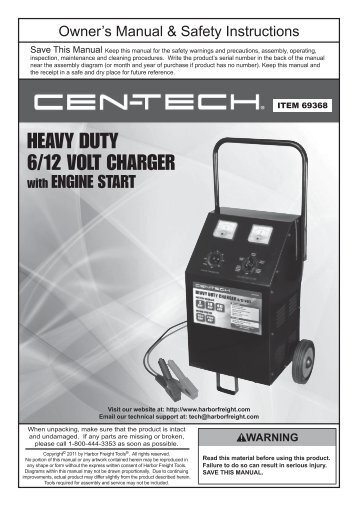 HEAVY DUTY 6/12 VOLT CHARGER - Harbor Freight Tools