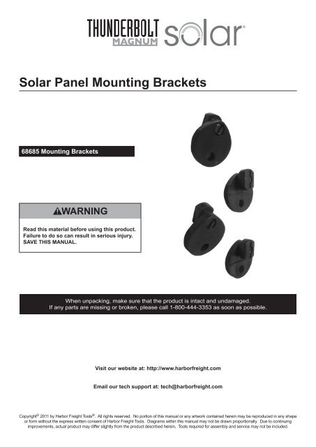 Solar Panel Mounting Brackets - Harbor Freight Tools