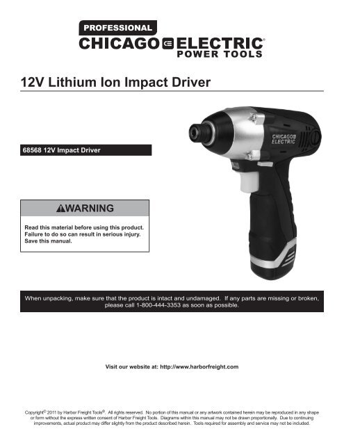 12V Lithium Ion Impact Driver Harbor Freight Tools