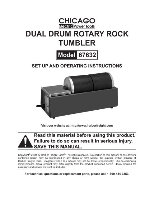 Chicago electric dual drum rotary rock tumbler outlet