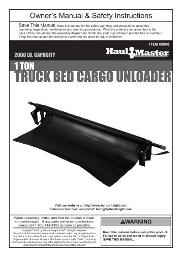 TRUCK BED CARGO UNLOADER - Harbor Freight Tools
