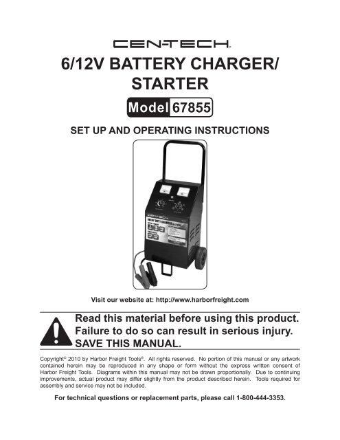 cen tech 3 in 1 battery charger manual