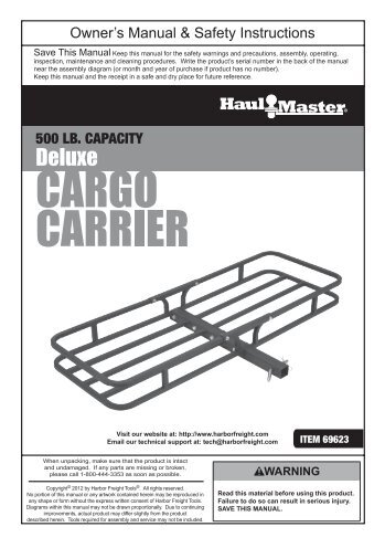 Owner's Manual & Safety Instructions - Harbor Freight Tools