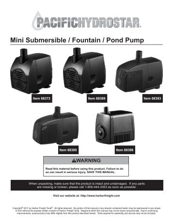 Mini Submersible / Fountain / Pond Pump - Harbor Freight Tools