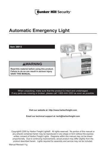 Automatic Emergency Light - Harbor Freight Tools