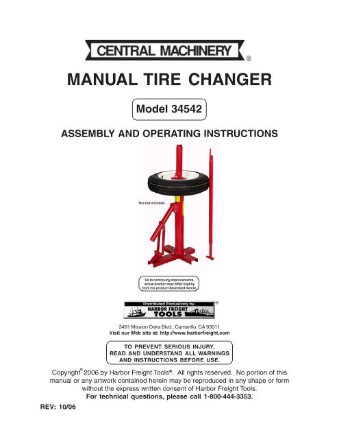 Manual tire changer - Harbor Freight Tools