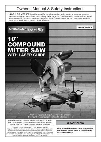 Harbor Freight Wet Tile Saw User Manual