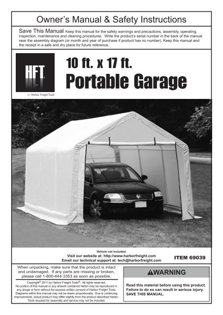 Portable Garage - Harbor Freight Tools