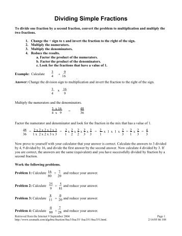 108 Dividing Simple Fractions