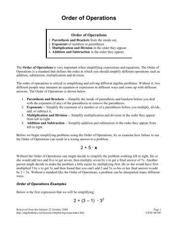 087 Order of Operations