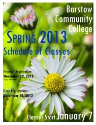 Spring 2013 Schedule of Classes - Barstow Community College