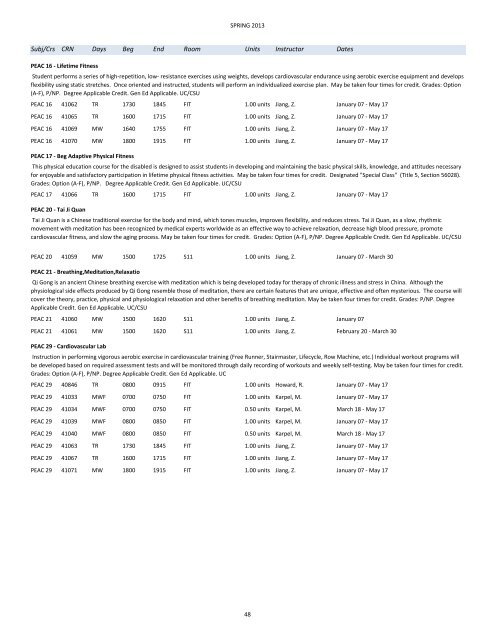 Spring 2013 Schedule of Classes - Barstow Community College