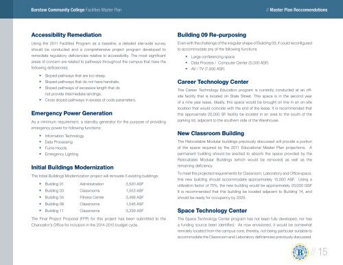 Facilities Master Plan - Barstow Community College