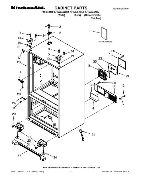 Parts List Kfis20xvbl2 Kitchenaid