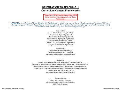 Orientation to Teaching II - Arkansas Department of Career Education