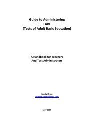 Guide to Administering TABE - Arkansas Department of Career ...