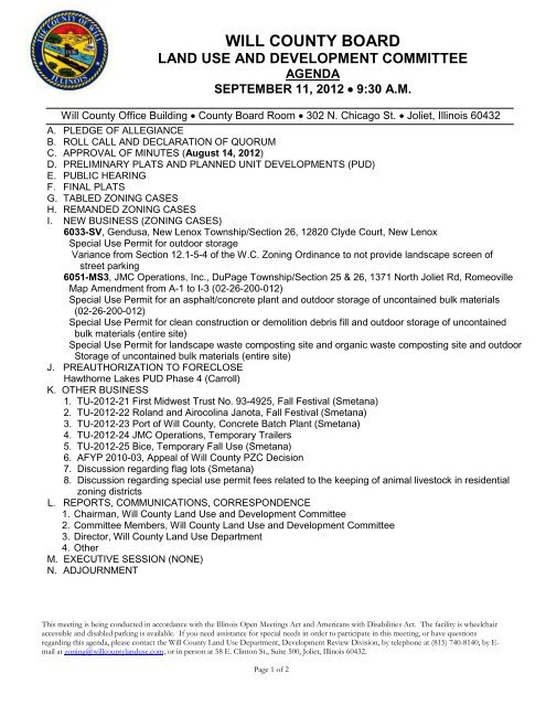 September 11, 2012 LUDC Agenda.pdf - Will County Land Use