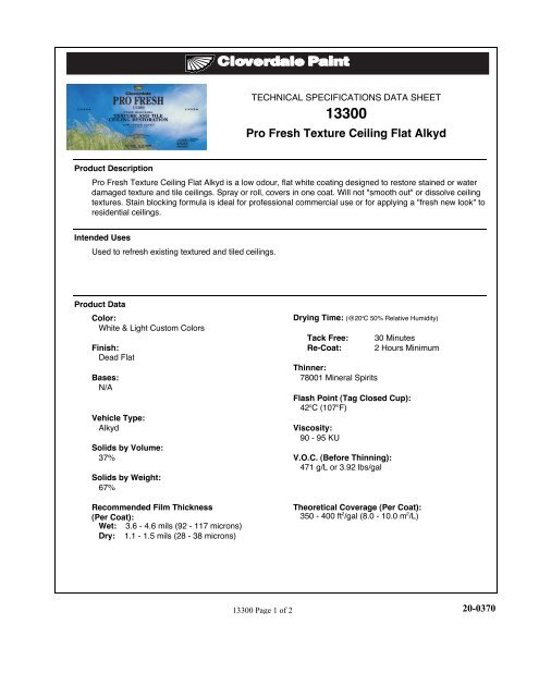 Pro Fresh Texture Ceiling Flat Alkyd Cloverdale Paint