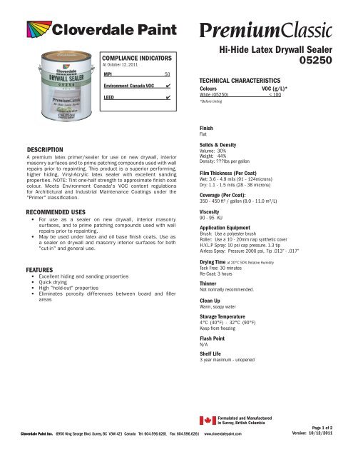 Hi-Hide Latex Drywall Sealer - Cloverdale Paint