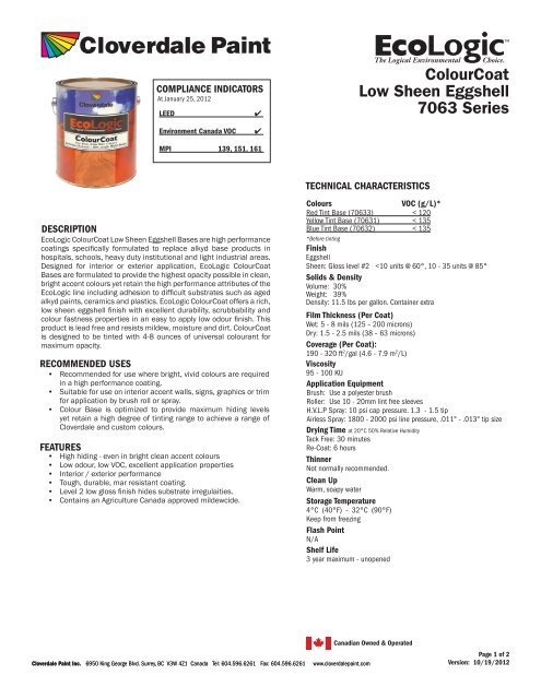 View Technical Data Sheet (PDF) 20-0005 - Cloverdale Paint