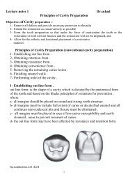Lecture notes 1 Dr.suhad Principles of Cavity Preparation Principles ...