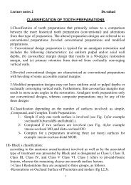 Lecture notes 2 Dr.suhad CLASSIFICATION OF TOOTH ...