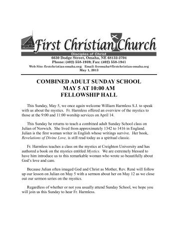 Newsletter 05-01-13 - First Christian Church