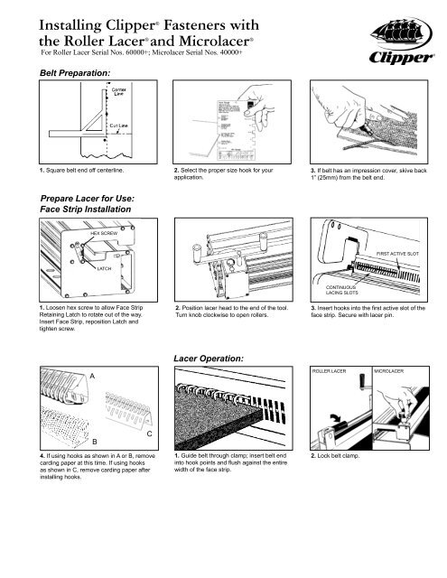 Installing ClipperÂ® Fasteners with the Roller LacerÂ® and ... - Flexco